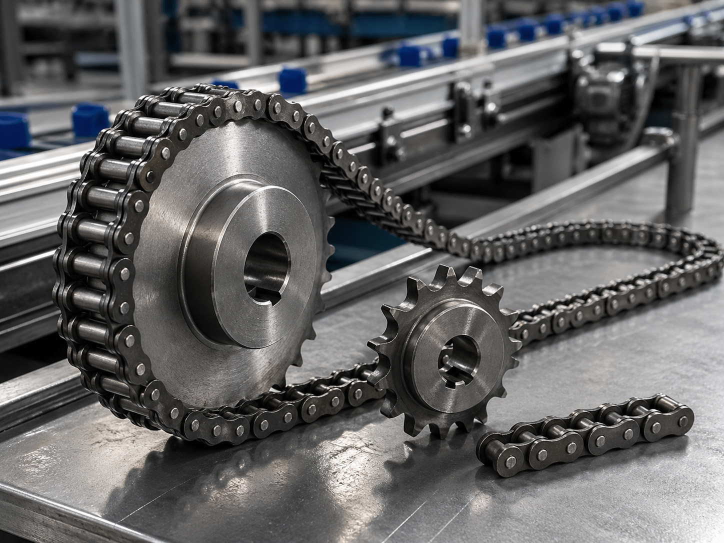 Sprocket and chain drive for conveyor system